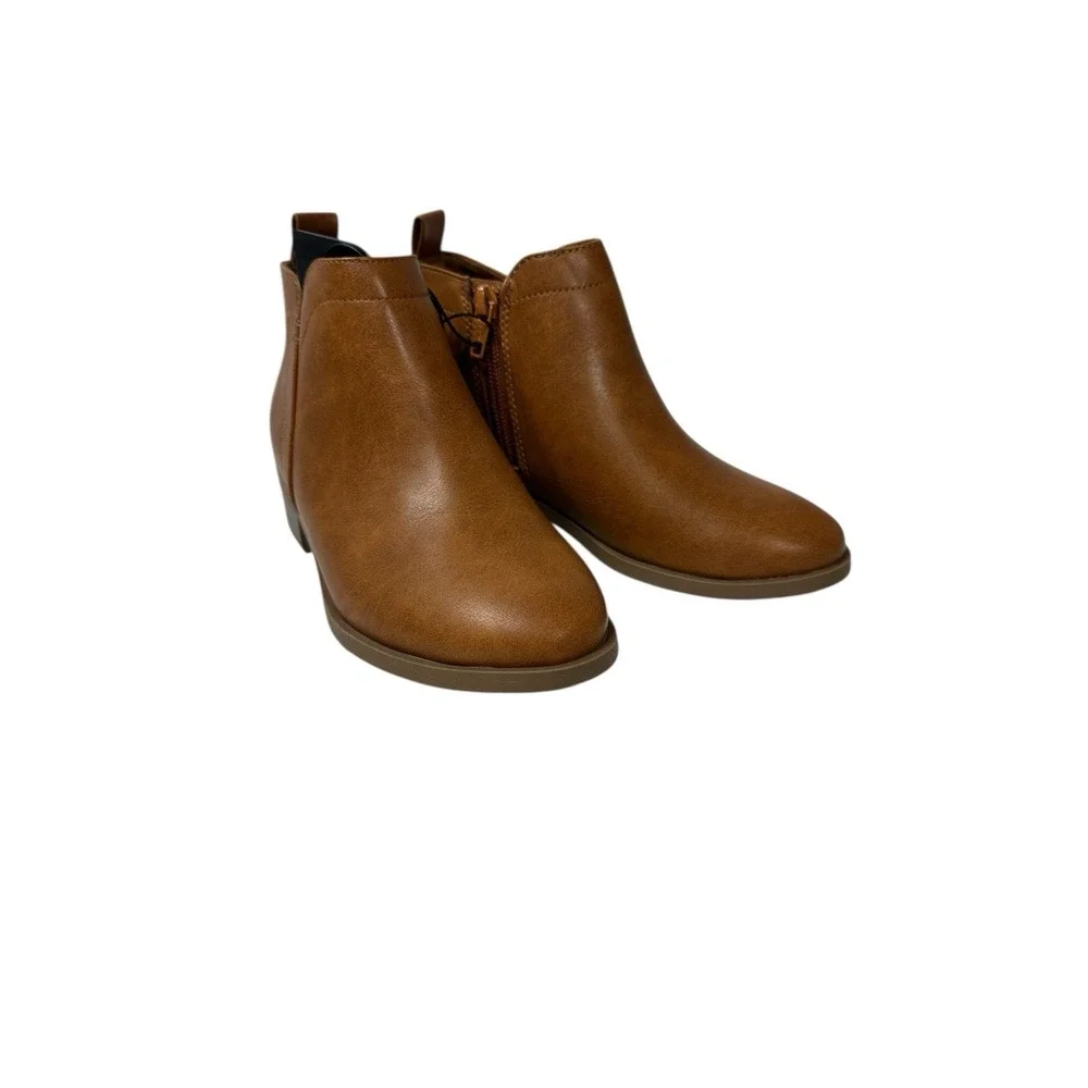 wonder nation girls ankle boots brown zips up‎ the side size 1